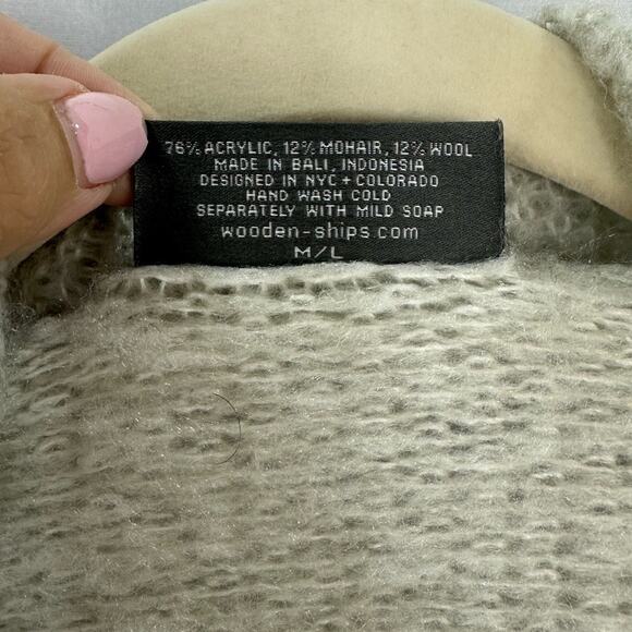 Wooden Ships Open Knit Wrap Cardigan Sweater Size Medium / Large - Picture 5 of 6